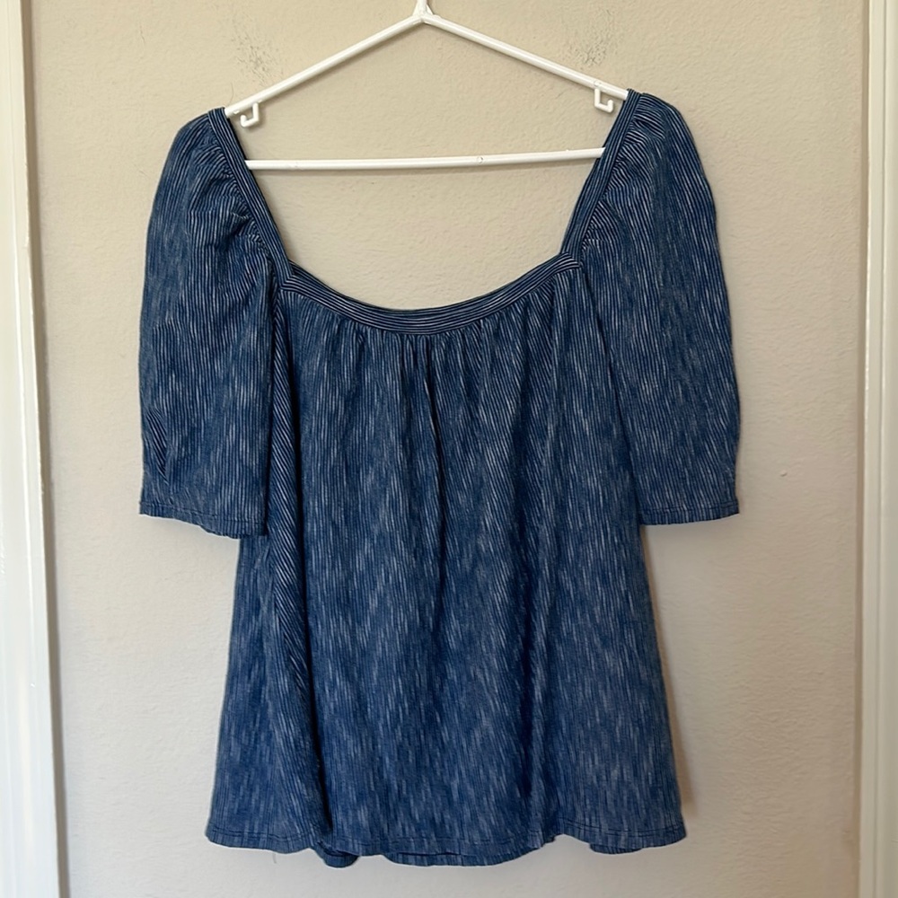 Anthropologie 9-H15 STCL Navy & White Boho Top